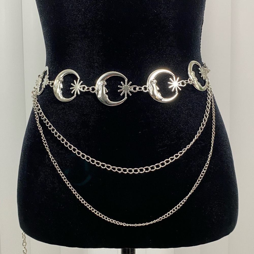 Celestial Crescent Moon Multi Layer Chain Stateme… - image 1